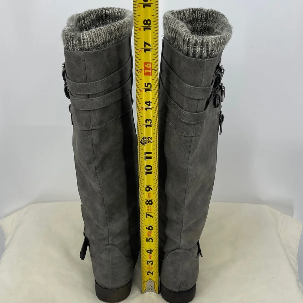 JustFab KRISTIANN Gray Over the Knee Boots with Knit Cuff WOMENS SIZE 9